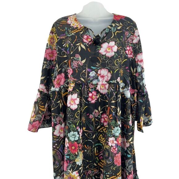 Johnny Was Floral Midi Dress - Black and Multicolor - Picture 2 of 14